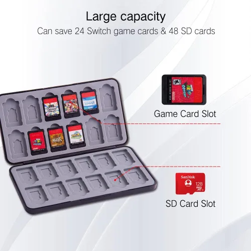 Vista 2 de PERFECTSIGHT Game Card Case for Nintendo Switch & Switch OLED, Diamond Pattern Switch Lite Game Holder Cartridge Case with 24 Game Card Slots and 48