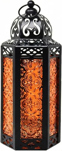 Vista 24 de VELA LANTERNS Farol portavelas decorativo, marroquí, gótico, morado, de 10.5 pulgadas, para mesa o colgar, decoración de Ramadán, decoración