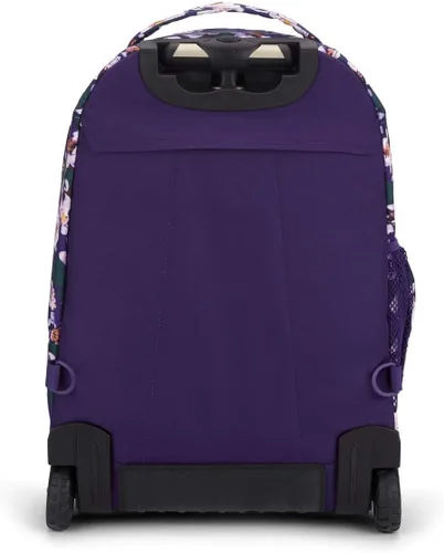 Vista 2 de JanSport Driver 8 - Mochila con ruedas y bolsa para computadora para estudiantes universitarios, adolescentes, pétalos morados, mochila duradera