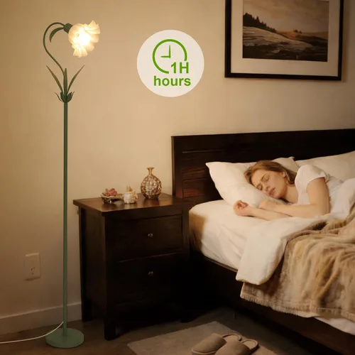 Vista 7 de HMVPL Lámpara de pie de flores para sala de estar, lámpara de pie de flores con control remoto, bonita lámpara alta floral con bombilla RGB