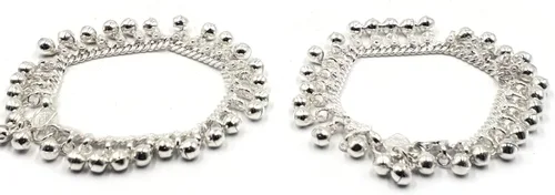 Vista 4 de Tobillera de campana tradicional de plata 700 - Estilo#02