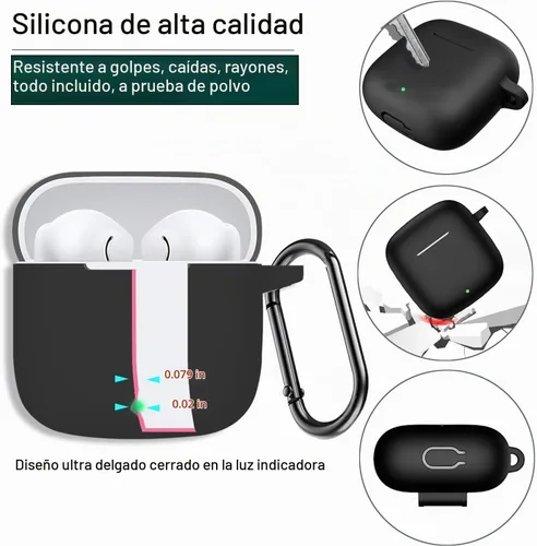 Vista 4 de USTIYA Funda para Huawei Freebuds SE 3 / Se 2 Gen Funda protectora de silicona con cubierta de llavero (negro)