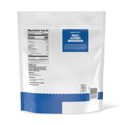 Vista 2 de Marca Yaxa - Almendras enteras crudas Happy Belly, 48 onzas (Paquete de 1)