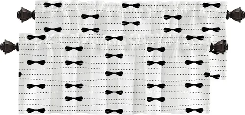 Vista 119 de Cortinas opacas de mármol abstracto blanco y gris para ventanas, cenefas opacas de poliéster multicapa para cocina, paquete de 2 unidades, 26 x 24