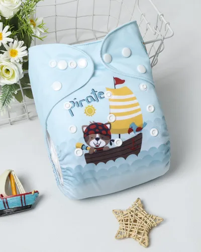 Vista 7 de ALVABABY Pañales de tela para bebé, talla única, ajustables, lavables, reutilizables, para niñas y niños, 1 paquete con 2 rellenos AMD156-2T