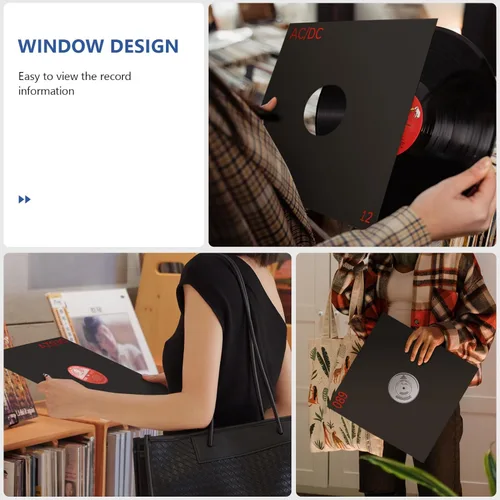 Vista 7 de Fundas de papel de estraza para discos de vinilo, 10 unidades, fundas de papel kraft para discos de vinilo LP, fundas de cartón con agujero central