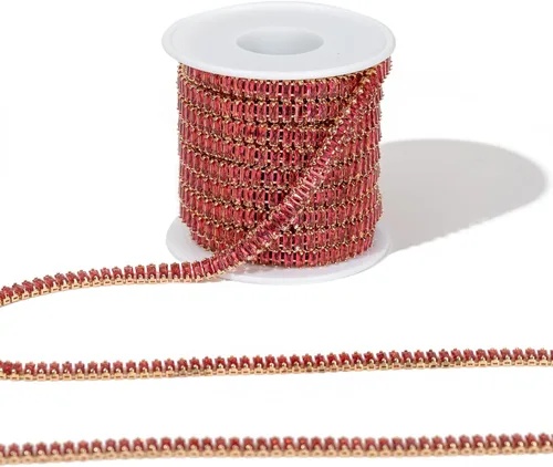 Vista 18 de 2 yardas de diamantes de imitación flotantes de cristal de circón para cerrar, cadena rectangular con cuentas para costura, manualidades, decoración