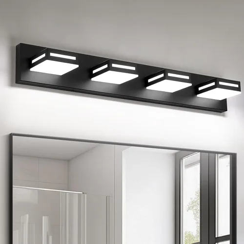 Vista 13 de Lámpara de Tocador LED Moderna Dorada de 30 Pulgadas con 4 Luces para Baño sobre Espejo, Accesorios de Iluminación de Baño con Blanco Frío 6000K