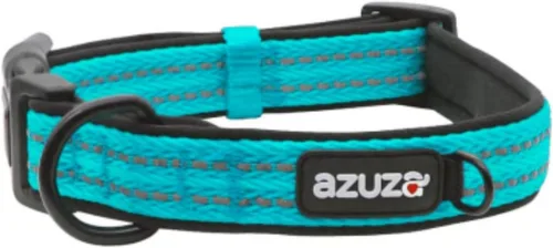 Vista 16 de azuza Collar reflectante para perro, collar acolchado de neopreno suave para mascotas con anillo de etiqueta de identificación, ajustable