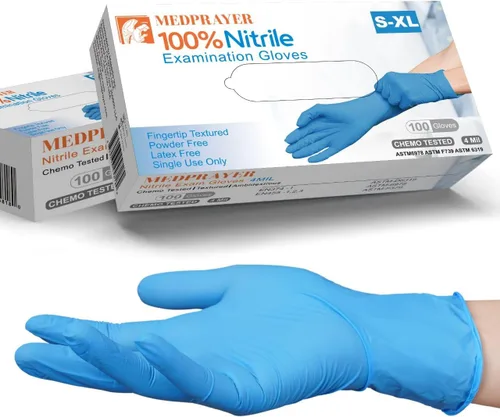 Guantes de examen de nitrilo sin látex y sin polvo, guantes desechables para limpieza, seguros para alimentos, uso médico, 4 mil