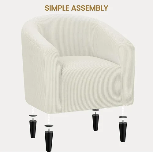 Vista 8 de Yaheetech Silla Accent tipo barril, silla de club de tela de pana, elegante sillón de sherpa peludo con acolchado suave y acogedor, adecuado