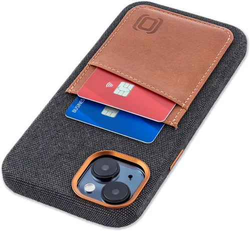 Vista 19 de Dockem Funda de tela para iPhone 13 con placa de metal integrada para montaje magnético, cartera de piel auténtica cosida con 2 ranuras para tarjeta