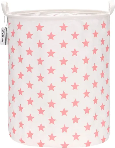Vista 15 de Sea Team 19.7 pulgadas de gran tamaño impermeable recubrimiento de ramio y algodón tela plegable cesta para lavandería, cubo cilíndrico