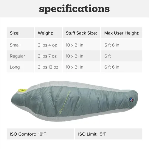 Vista 7 de Big Agnes Sidewinder Super Light (650 DownTek) Built for side sleepers with 650-fill DownTek insulation, a contoured hood, footbox, and anti-snag