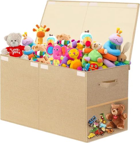 Caja Grande de Almacenamiento de Juguetes con Tapa Organizador de Cofre de Juguetes Mejorado con Divisor de PP Extraíble Contenedor de Juguetes