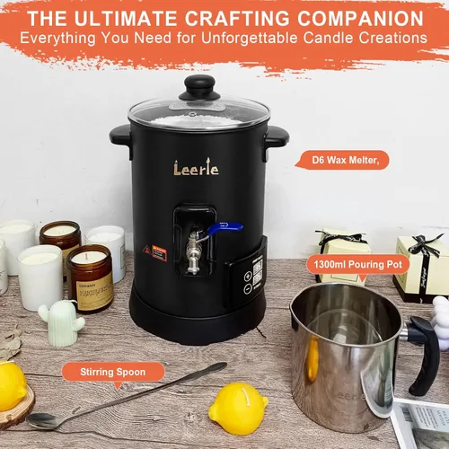Vista 8 de Leerie Derretidor de cera digital de 12 libras para hacer velas, olla de fusión de cera de vela D6 con control preciso de temperatura y núcleo