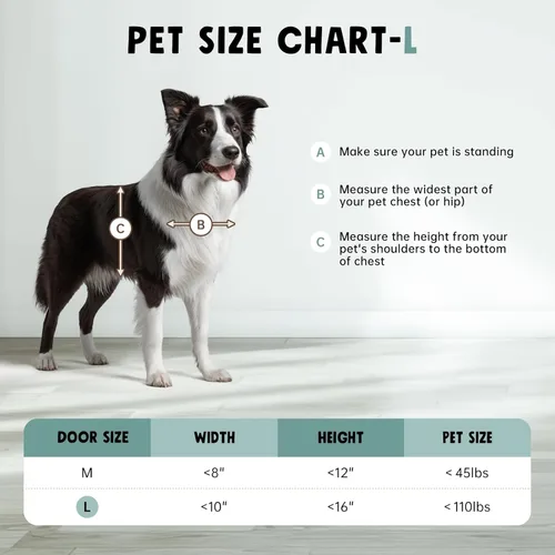 Vista 7 de Puerta de perro de 3 solapas para pared, puerta grande de aleación de aluminio, puerta para mascotas de montaje en pared para perros con 2