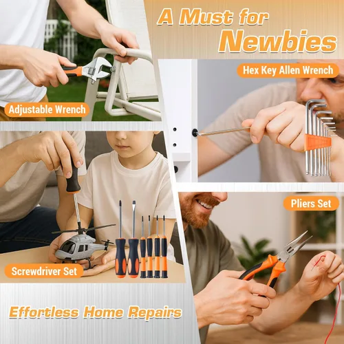 Vista 4 de KOOPOOL Juego de herramientas de 160 piezas, kit de herramientas básicas para el hogar y el automóvil con caja de herramientas, kit de herramientas