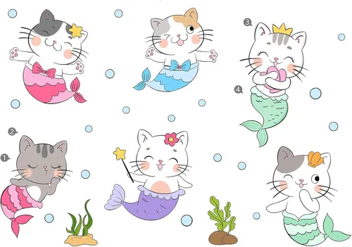 Vista 9 de Calcomanías de pared con diseño de gato lindo, decoración de despegar y pegar para habitación de los niños (colección de gatos grandes, PVC opaco)