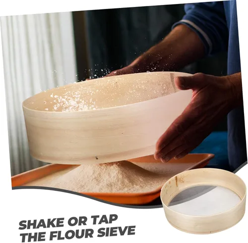 Vista 7 de HEMOTON 2 piezas de tamiz de harina de madera para hornear, fácil de limpiar, herramienta de tamizado de harina portátil