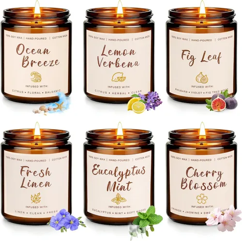 Vista 10 de Velas de vainilla de coco – Velas de soja natural de 9 onzas para el hogar, cera de soja de larga duración, juego de velas de aromaterapia