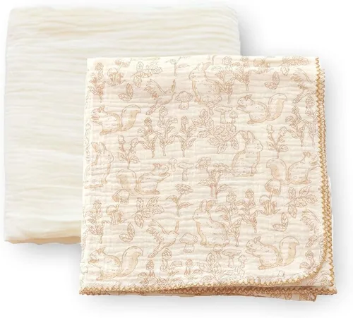 Vista 4 de Manta para bebé recién nacido, 100% muselina de algodón, paquete de 2 unidades, diseño de encaje, 40 x 40 pulgadas