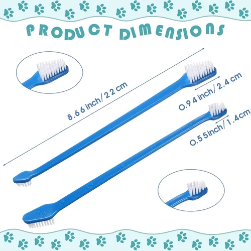 Vista 2 de Gerrii Cepillo de dientes para perros, 200 unidades, cepillo de dientes de doble cabeza, mango largo, kit de cepillado de dientes de perro, cerdas