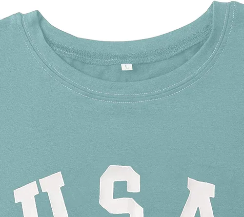 Vista 4 de Remidoo - Camiseta informal de manga corta para mujer, cuello redondo, corte amplio, con estampado de arcoíris