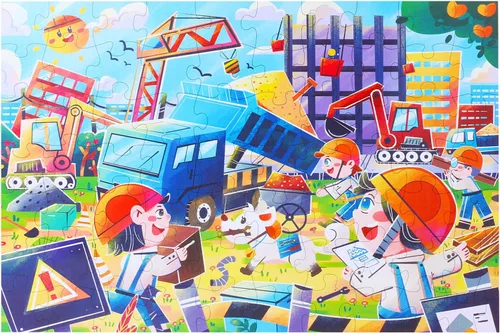 Vista 7 de Rompecabezas de suelo jumbo para niños de 3 a 5 años, juguetes de aprendizaje preescolar, rompecabezas de piso grande de 72 piezas para niños