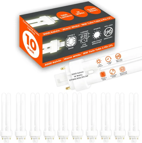 Vista 13 de GoodBulb Bombillas CFL de 13 W, base GX23 de 2 pines, 2700 K, blanco suave, 13 W, alto rendimiento, 800 lúmenes, bombillas fluorescentes compactas