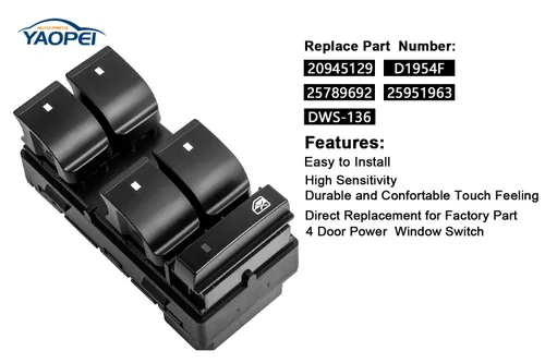 Vista 2 de Interruptor maestro de elevalunas eléctrico 20945129 delantero izquierdo del lado del conductor compatible con Chevy Silverado GMC Sierra 1500