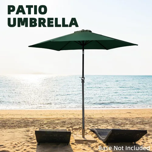 Vista 38 de Sombrilla de patio al aire libre de 9 pies con botón de inclinación y manivela, sombrilla de playa para sombrillas, sombrilla de mercado con 6