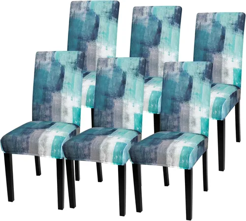 Vista 39 de Gibelle - Juego de 6 fundas para sillas de comedor Parson, fundas elásticas universales, extraíbles y lavables, protectores de asiento de silla