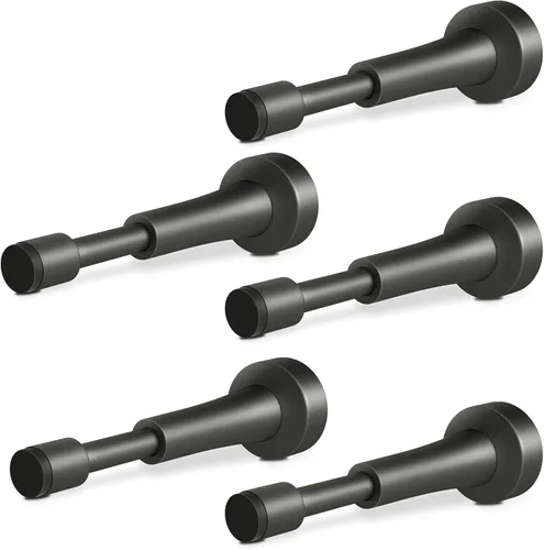 Vista 16 de Topes de puerta mate negros para pared - Tope de puerta de resorte de 4.33 pulgadas para la parte inferior de la puerta, tope de puerta de aluminio