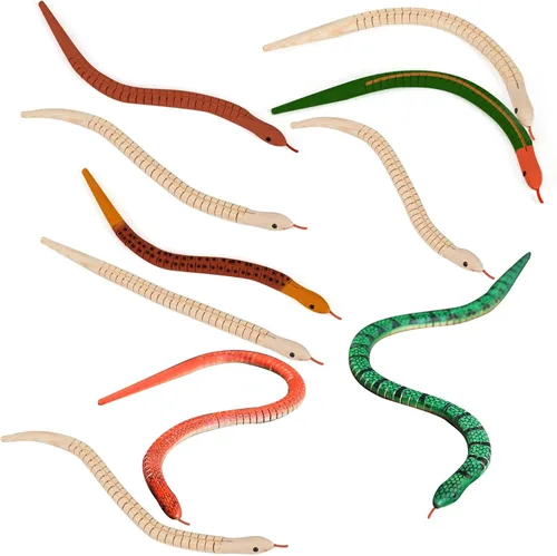 Serpientes de madera sin terminar de madera Wiggly Snake articuladas flexibles para pintar en blanco, modelo de manualidades para artes y