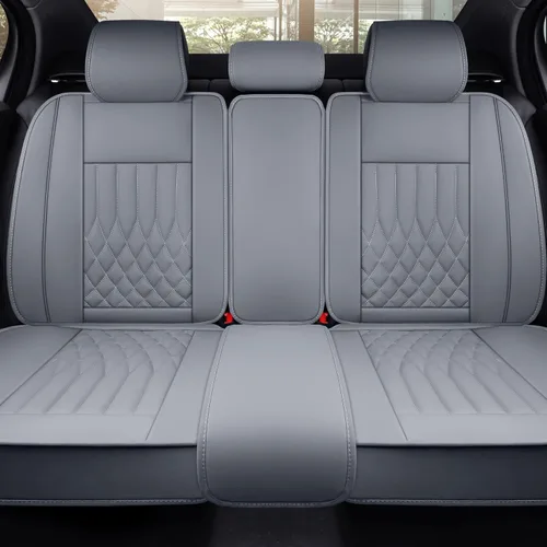 Vista 11 de Aierxuan - Fundas de asiento trasero de automóvil con cuero impermeable, funda acolchada para vehículos, ajuste universal para la mayoría