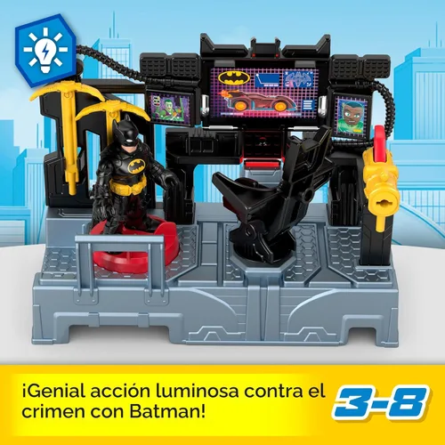 Vista 3 de Fisher-Price Imaginext DC Super Amigos, Juego de Figuras de Batman Centro de Mando de Bate con Luces para Niños en Preescolar de 3+ Años