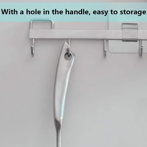 Vista 6 de Newness - Cuchara ranurada de acero inoxidable 304 con mango ergonómico al vacío, diseño de agarre cómodo para cocina, 14.96 pulgadas