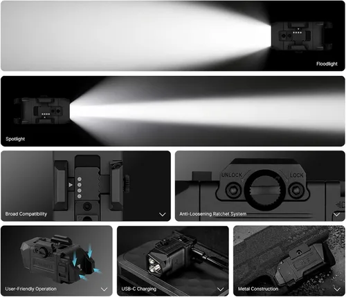 Vista 4 de OLIGHT PL X - Paquete de luces tácticas recargables para montaje en riel con USB-C