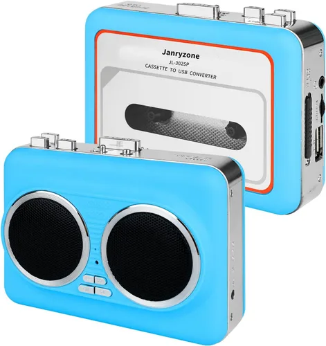 Convertidor de casete portátil a USB, altavoz dual estéreo puro y reproductor de casete inverso automático, reproductor de cinta de casete con
