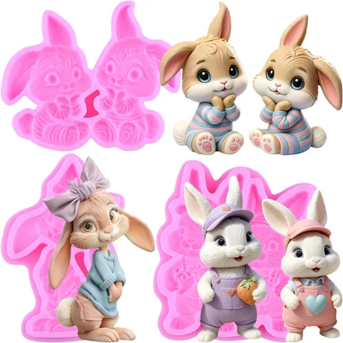 Vista 13 de Mujiang Molde de fondant de Pascua, moldes de silicona para conejo, molde de chocolate para decoración de pasteles, decoración de cupcakes, caramelo