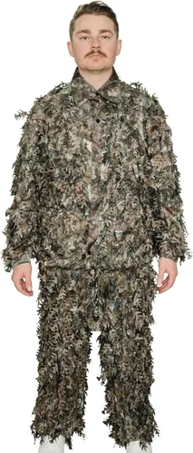 Vista 9 de QuikCamo Mossy Oak 3D Leafy Camo Ghillie Suit - Breathable Quiet Mesh, Snaps and Zippered Pockets for Turkey Hunting