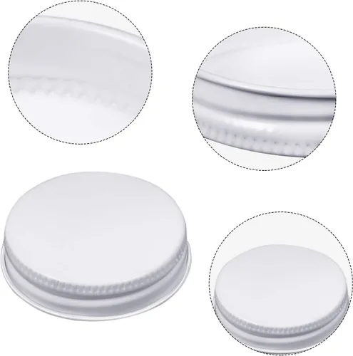 Vista 3 de Patelai 36 tapas blancas de 1.496 pulgadas, tapas de rosca de metal de hojalata con pegamento de relleno blanco que se adaptan a la mayoría