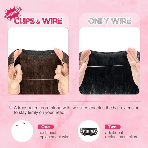 Vista 4 de MY-LADY - Extensiones de cabello humano real, extensiones de cabello humano real, 12 pulgadas, color marrón oscuro, extensiones de cabello largo