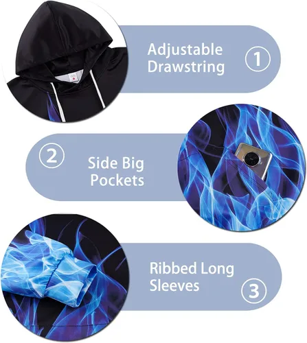 Vista 3 de Goodstoworld Sudadera unisex con capucha realista 3D con bolsillo frontal, sudadera hip hop juvenil S-3XL