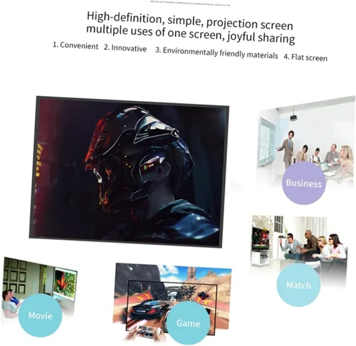 Vista 5 de BESPORTBLE Portable Foldable Projector Screen HD Projection Movie Screen for Open-Air Theater Home Theater Classroom Office Conference Presentations