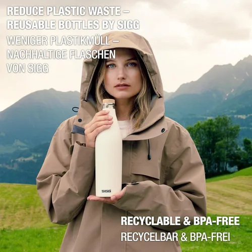 Vista 32 de SIGG - Botella de agua aislada - Meridian Black - A prueba de fugas y extra delgada - Sin BPA - Sin plástico - Acero inoxidable 18/8 - Doble pared