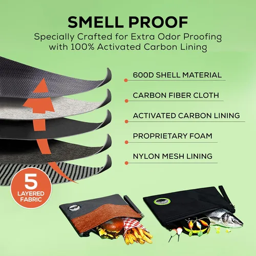 Vista 3 de Bolsa pequeña a prueba de olores de 6" x 4", contenedor a prueba de olores, bolsa resistente a olores probada con perros, mejor bolsa selladora
