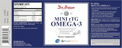 Vista 6 de Dr.Brian Suplemento de aceite de pescado 130 softgel, altamente absorbido rTG Mini Omega 3 cápsula de aceite de pescado con ácidos grasos EPADHA