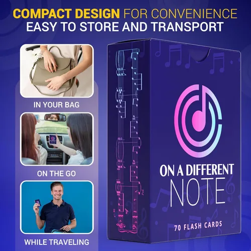 Vista 6 de Briston On a Different Note Music Flash Cards - 70 tarjetas avanzadas de aprendizaje de teoría musical para estudiantes y profesores, clave de alto